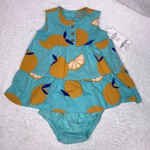 Nwt carters 3m orange sun dress and diaper cover set 100% cotton